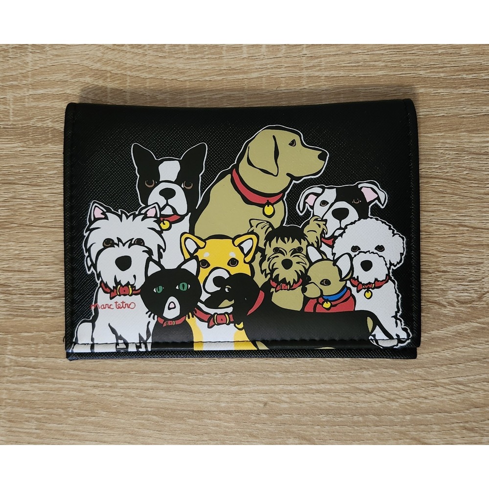 Marc Tetro All Dogs Large Wallet/Passport Holder Black